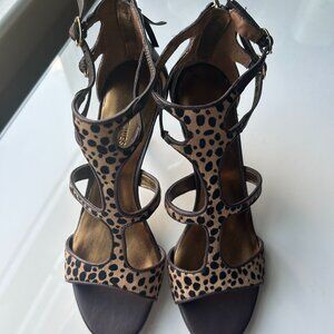 Womens Nine West Sz 7 Leather animal print sandal